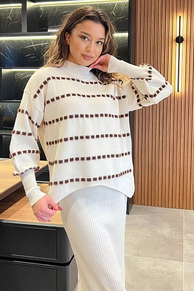 GÜLSELİ Cream Knitwear Sweater and Dress Set