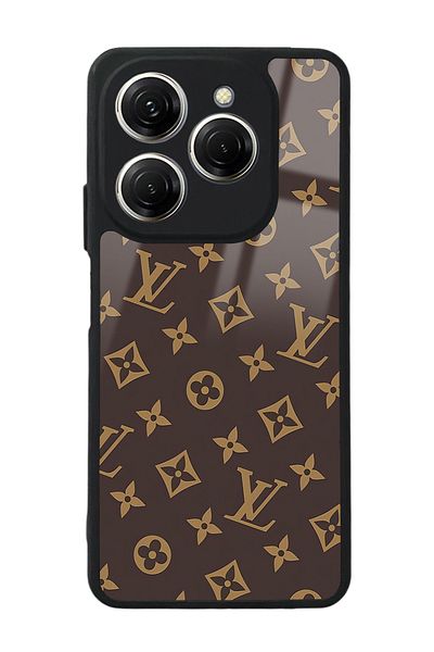 Spoyi غلاف هاتف لامع بتصميم LV بني لهاتف Tecno Spark 20 Pro