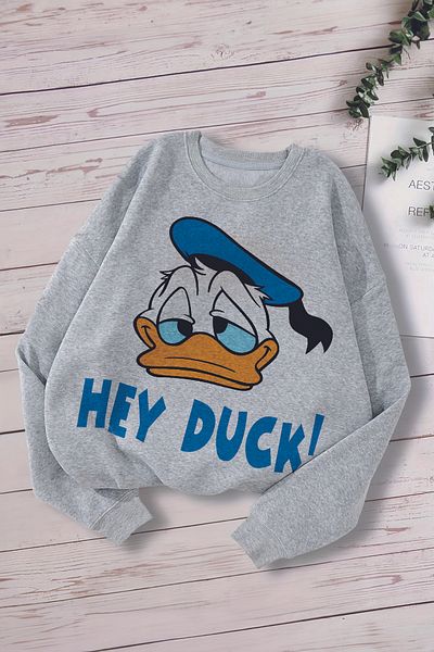 MYADA Суитшърт с кръгло деколте и щампа Hey Duck за момче 15792