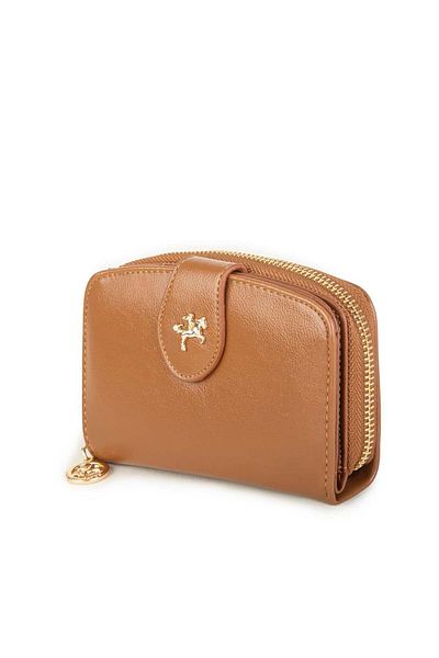 Nas Bag Дамски портфейл с множество отделения за карти, кафяв, черен