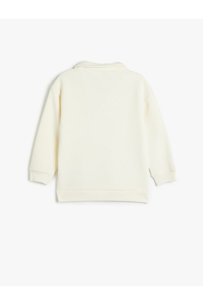 Koton Dog Print Polo Neck Sweatshirt - Long Sleeve and Raster