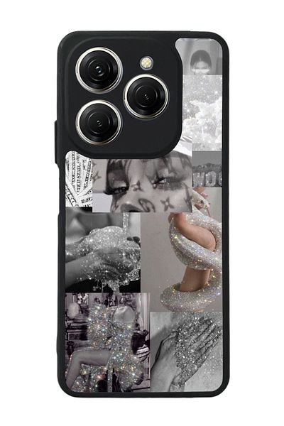 Spoyi غلاف هاتف لامع بتصميم ملصق فضي لهاتف Tecno Spark 20 Pro