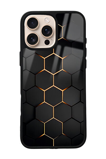 Spoyi iPhone 16 Pro Max Yellow Carbon Tasarımlı Glossy Telefon Kılıfı