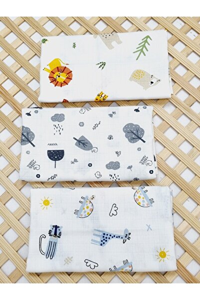 Yada Baby مجموعة من 3 بطانيات موسلين - 100% قطن، معتمدة من Oeko-teks، 80x90 سم