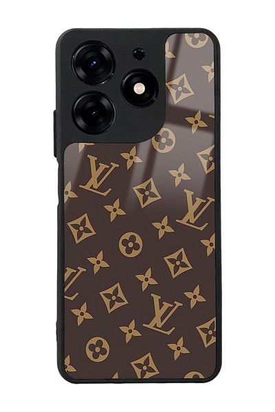 Spoyi غلاف هاتف لامع بتصميم LV بني لهاتف Tecno Spark 10 Pro