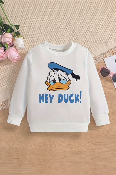 MYADA Hanorac pentru băiat, cu imprimeu Hey Duck, cu gâtul turn, 15792