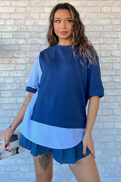 GÜLSELİ Γυναικείο φούτερ Navy Blue Lace Up στο πλάι