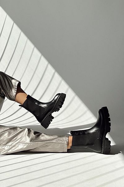 nope21shoess Μπότες Anemon Black από γνήσιο δέρμα