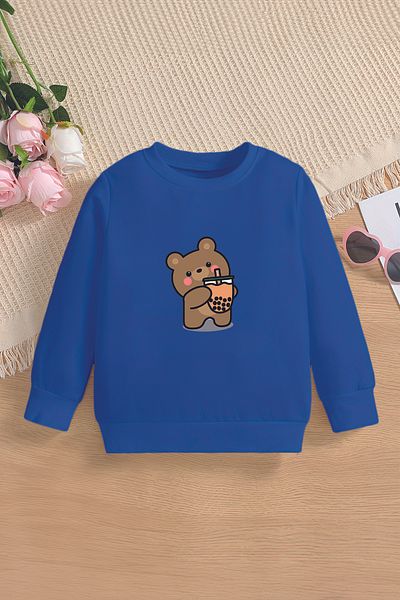MYADA Суитшърт с щампа и кръгло деколте за момиче 22008
