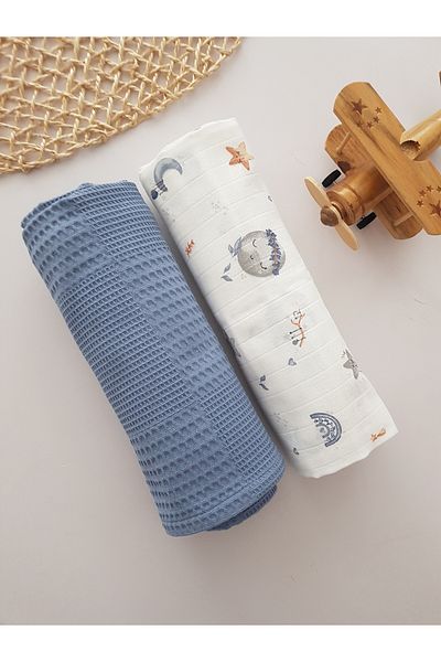ilkimbebe Dolunay Muslin Pique 2-Piece Baby Blanket