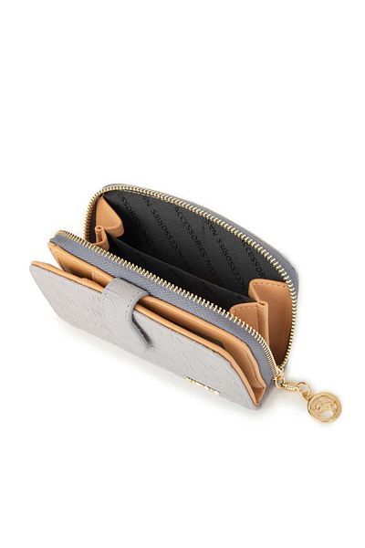 Nas Bag Women's Multi-Card Compartment Wallet Gray Camel Embossed
