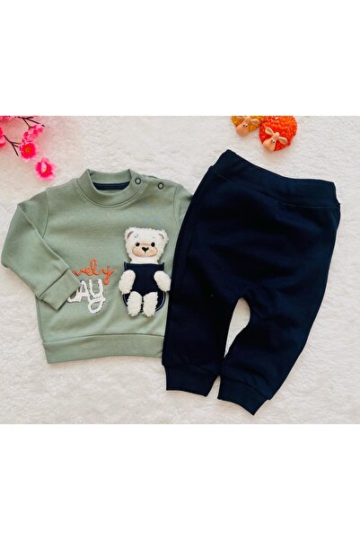VİŞNE BEBE Teddy Bear Printed 2-Piece Baby Set