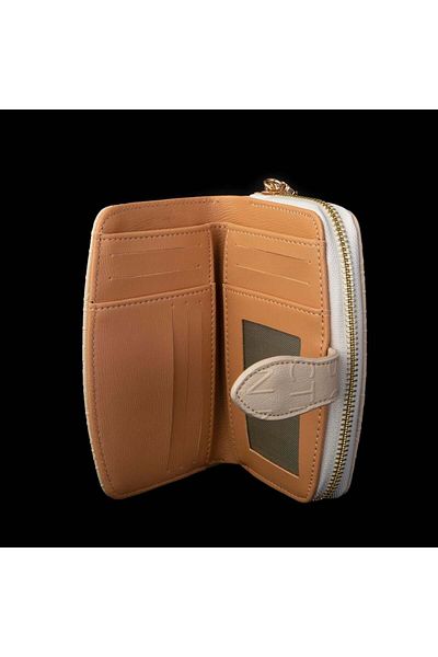 Nas Bag Women's Multi-Card Compartment Wallet Cream Camel Embossed