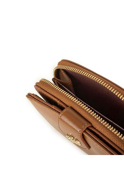 Nas Bag Дамски портфейл с множество отделения за карти, кафяв, черен