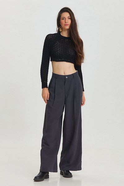 Clandestino Pulover negru Crop Knitwear - Decolteu la spate