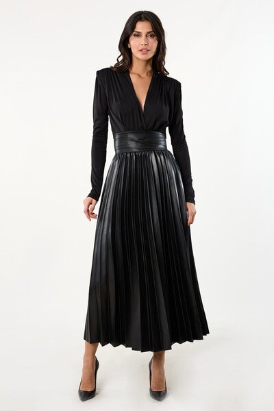 Spazio Gianfranca Piliseli Deri Etek SİYAH