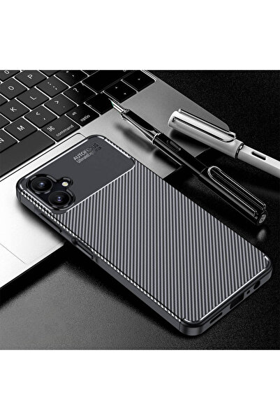 Fibaks Samsung Galaxy A06 Kılıf Kamera Çıkıntılı Karbon Fiber Desenli Renk At...