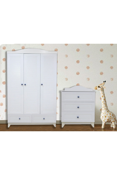 Koza Magnum Beyaz Full MDF 3 Kapılı Bebek & Çocuk Gardırop & Magnum Beyaz Ful...