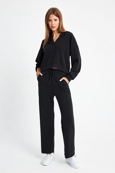 Ecrou Γυναικείο μαύρο Ultra Soft Hooded Crop Sweat