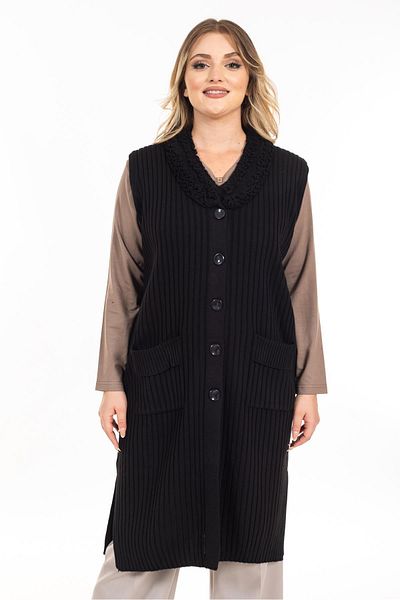 Mutlu City Women's Middle-Aged and Above Pocket Knitwear Knitted Mother Long Vest 2458