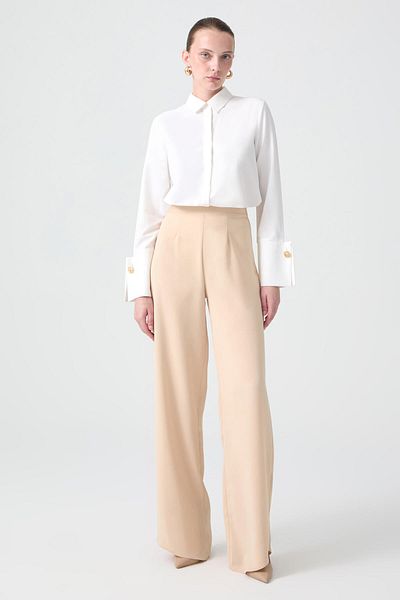Touché Privé Wide Leg Crepe Trousers