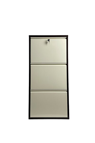 adlsteel 3'Lü Metal Ayakkabılık KİLİTLİ KAHVE-KREM