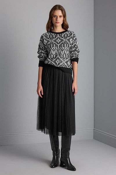 JOIN US Pulover de tricotaj negru brodat cu broderie