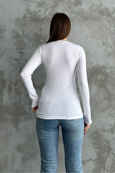 macharel jeans Λευκό μακρυμάνικο σώμα με λαιμόκοψη TT00US012
