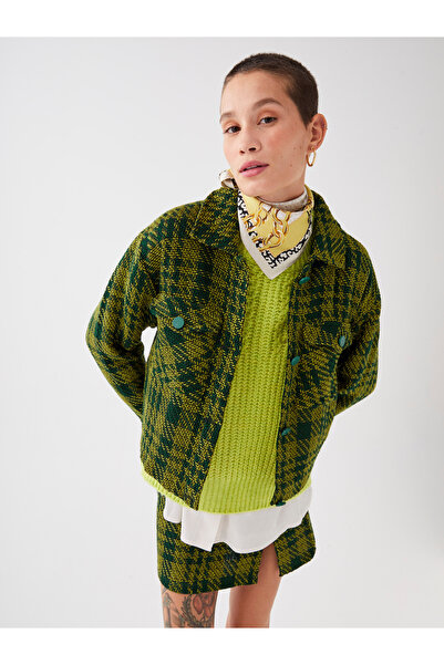 LC Waikiki Gömlek Yaka Ekose Uzun Kollu Kadın Ceket