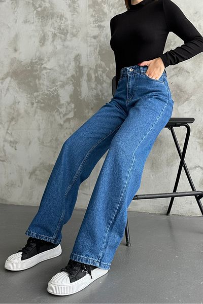 macharel jeans Дамски дънкови панталони Palazzo с висока талия