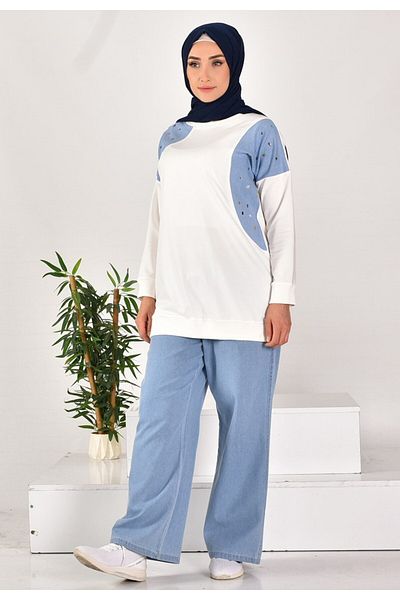 BYCOOLEST BUTİK Cyln593 Double Set with Double Thread Fabric Jeans Garnish