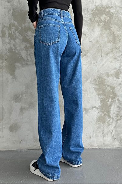 macharel jeans Kadın Yüksek Bel Jean Kot Palazzo Pantolon