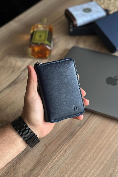 La La'Graccio Paris Мъжки портфейл с цип от естествена кожа La'graccio Paris Lancoves, тъмносин