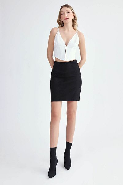 Vitrin Suede Skirt with Elastic Waist