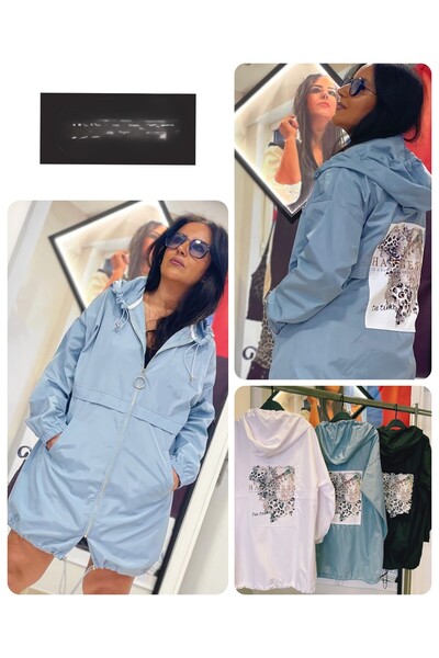 Bade MEVSİMLİK BUZ MAVİSİ TRENÇ