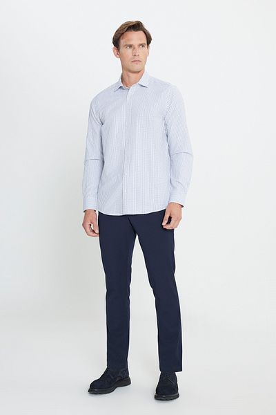 ALTINYILDIZ CLASSICS Βαμβακερό πουκάμισο Oxford Slim Fit Slim Fit Classic Collar Dobby White Mint