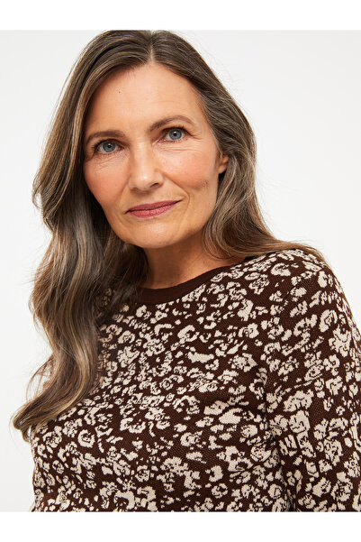 LC Waikiki Dámský pletený svetr s dlouhým rukávem se vzorem Crew Neck