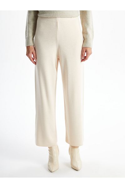 LC Waikiki Straight Wide Leg Women's Knitwear Trousers with Elastic Waist