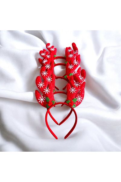 alsaccessories Christmas Ornament Crown Deer Horn Figured Snowflakes 5 Pack Red Hair Crown 17X21 Cm.