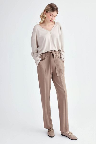 Vitrin Belted Waist Modal Fabric Loose Trousers