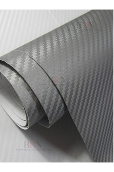 BRN Reklam 3d gümüş Karbon Kendinden Yapışkanlı Kaplama Folyosu Arac Motor Ka...
