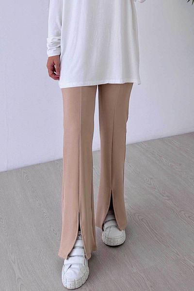 Ka Hijab Slit Detail Hijab Trousers - Camel