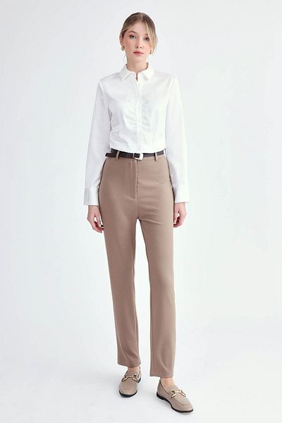 Vitrin High Waist Belted Modal Trousers