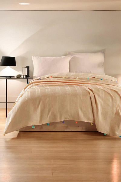 lissehome Mustard Color Pompom Dream Pike Double 200X220Cm