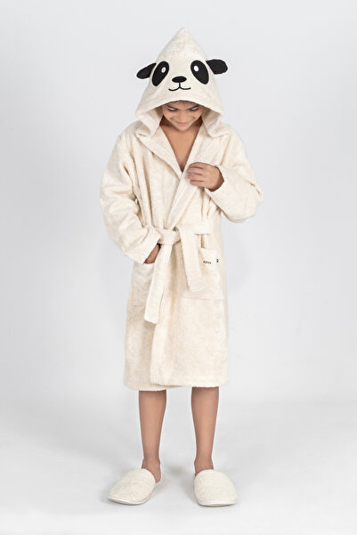 EIFIN Panda Embroidered Unisex Children's Bathrobe - 100% Cotton Hooded