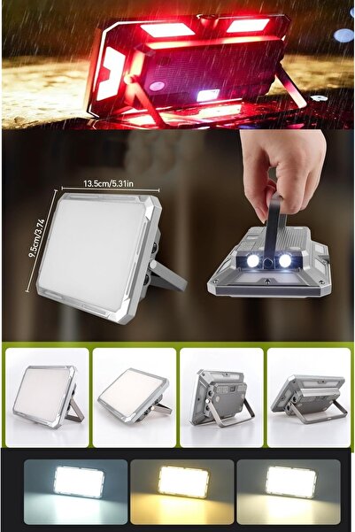 newnet KXK-686 Şarjlı Projektör 3 Renk Dim Ayarlı Lamba Led Projektör 50Watt 1000lümen Mıknatıslı