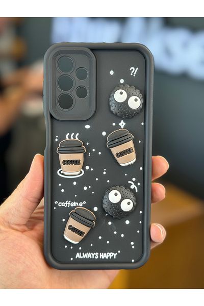 Fibaks حافظة متوافقة مع هاتف Galaxy A32 بتصميم منقوش مع حماية للكاميرا، غطاء سيليكون ناعم باللون الأسود