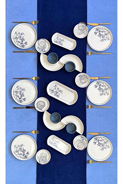 Erbaşlar Cipso Lüx Rölyefli 23 Parça 6 Kişilik Yuvarlak Kahvaltı Takımı Seti