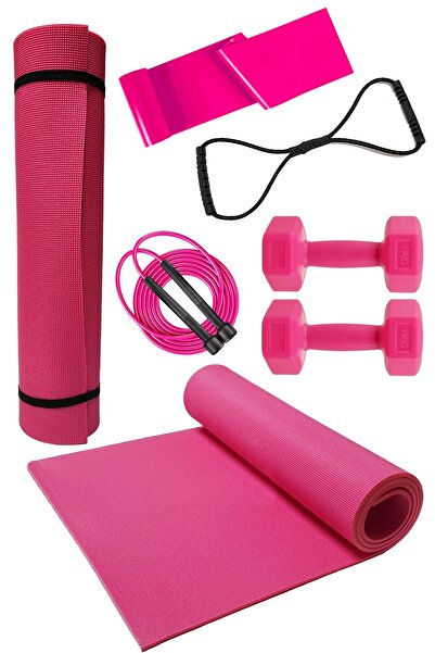 Tosima مجموعة تمارين البيلاتيس - وسادة، حبل قفز، دمبل 2 × 1 كجم ومطاط مثمن