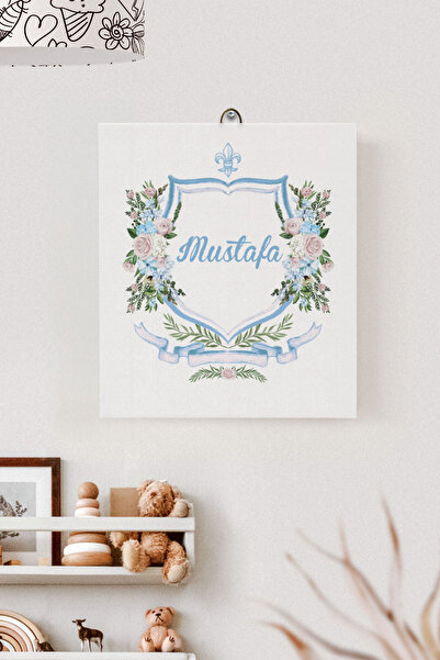 Lilabio İsme Özel Çocuk Odası Kanvas Tablo Çiçek (17x21 Cm)